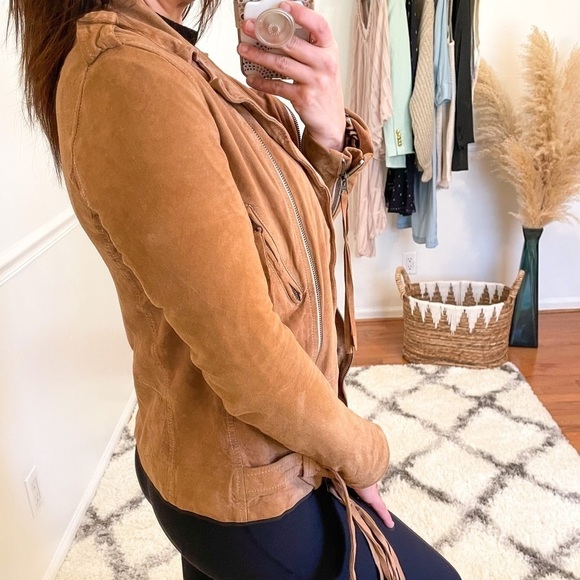 Sara Berman Tan Suede Moto Biker Jacket XS - Picture 4 of 16